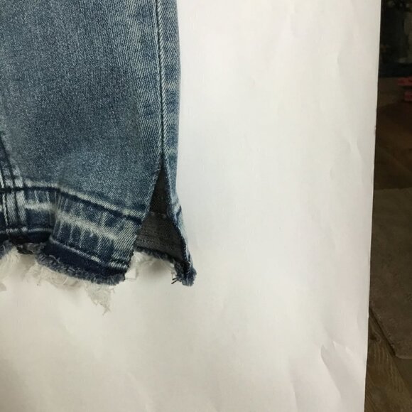 prAna Jeans Button Front Mid Rise Skinny Style Sz 2 Dropped Hem Medium Wash Blue - Picture 9 of 9